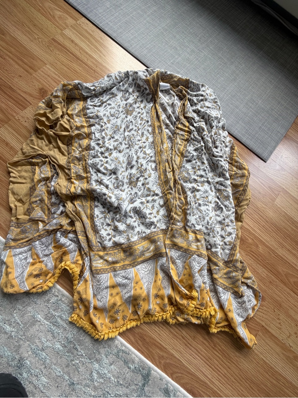 Yellow Floral Boho Kimono Cardigan - Women Tops
